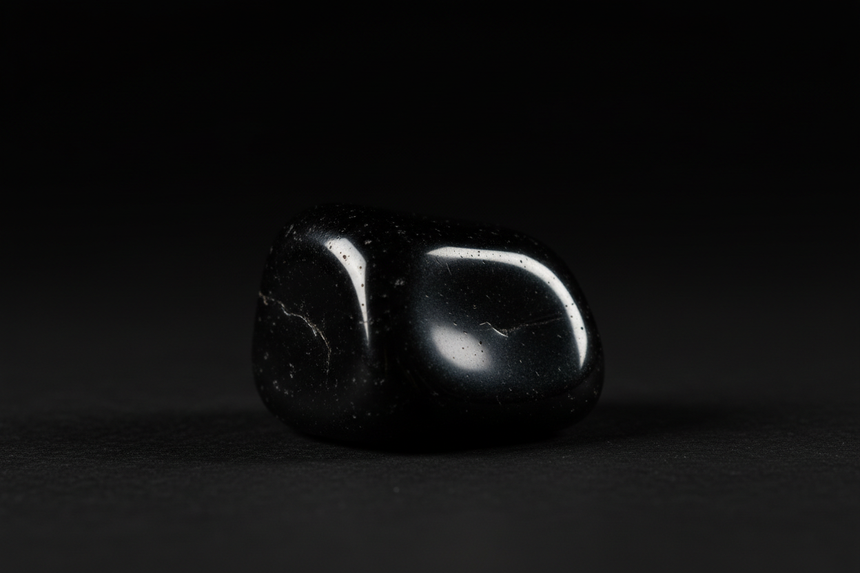 pierre roulée obsidienne noire sur fond noir